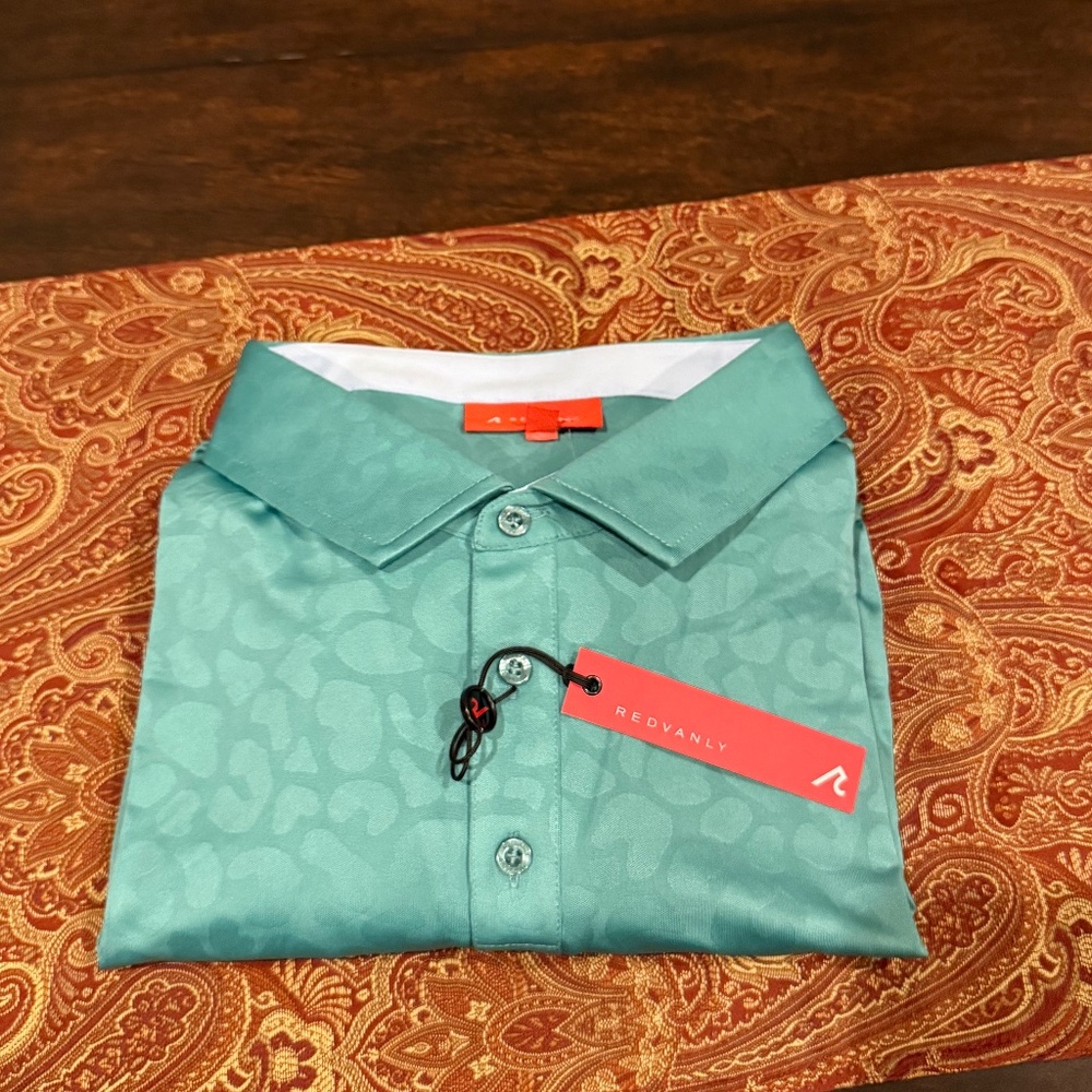 Redvanly Men’s XL Sanborn Rainforest Green Textured Performance Polo MSRP $105